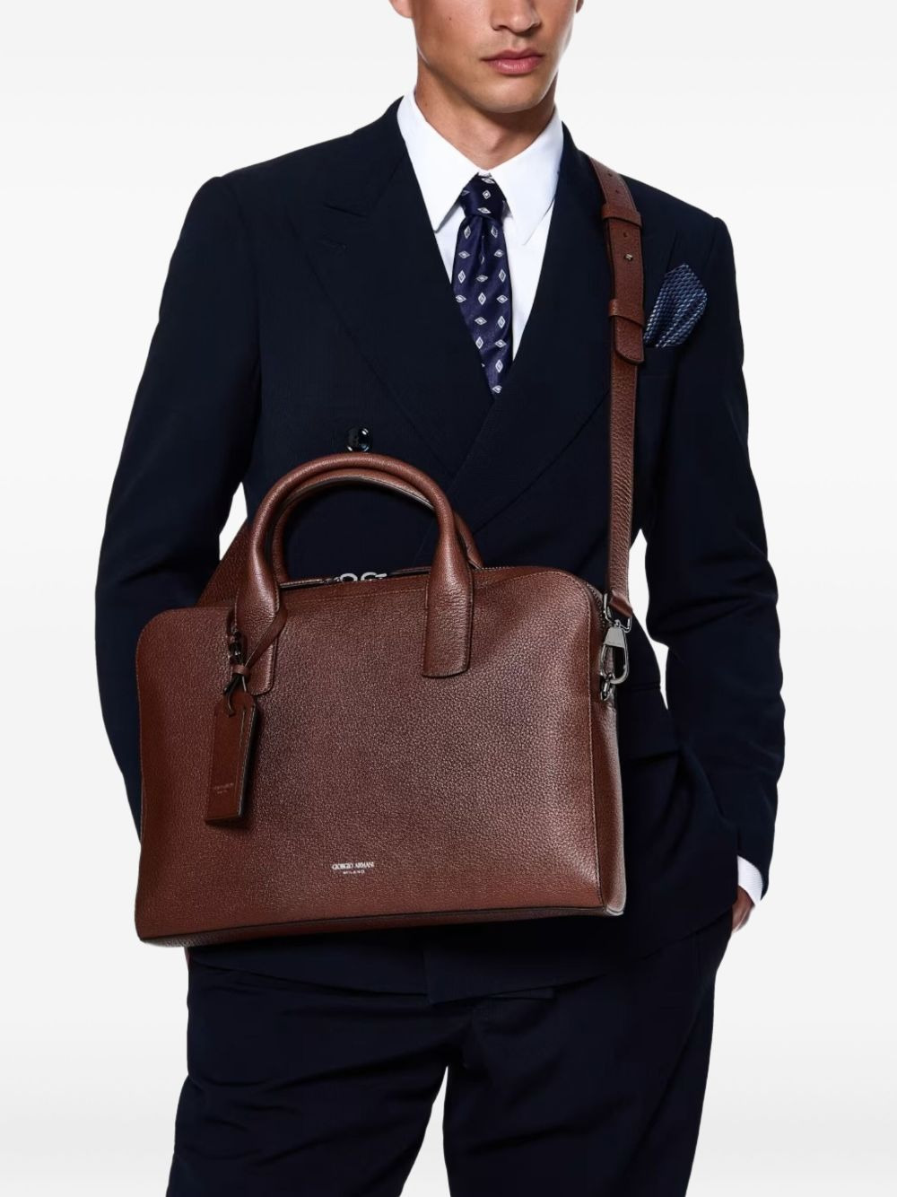 leather top-handle briefcase - 2