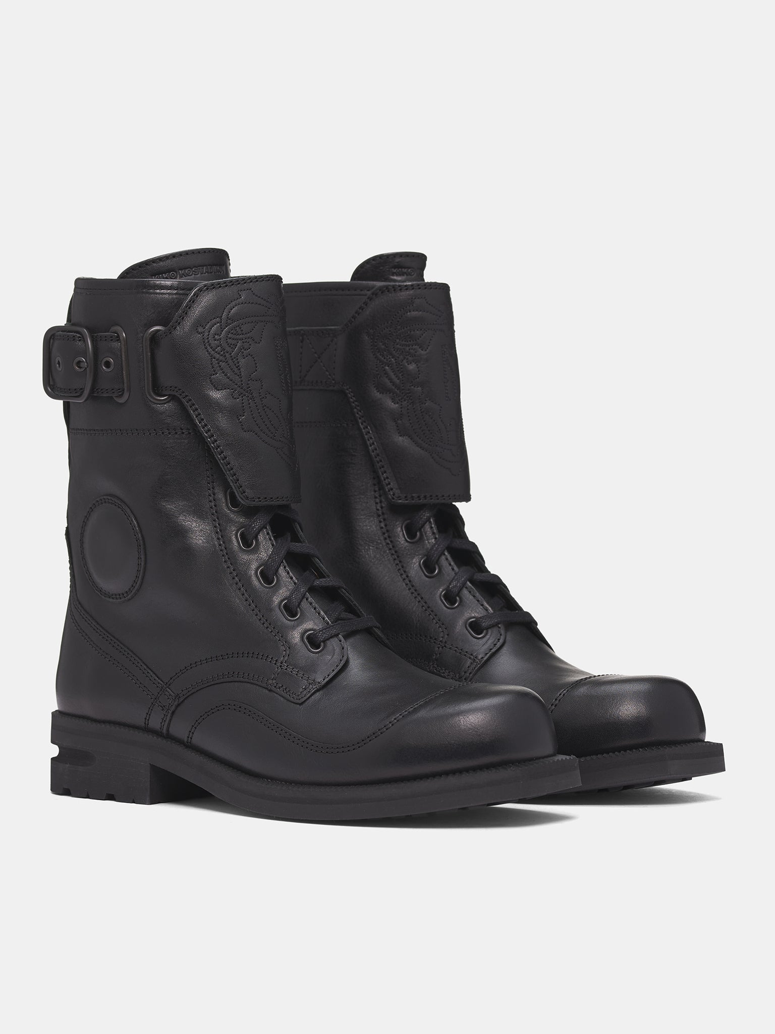 Black Leather Fitz Military Boots - 2