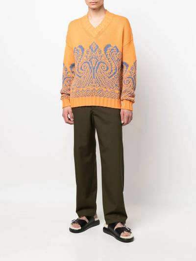 Etro paisley intarsia V-neck jumper outlook