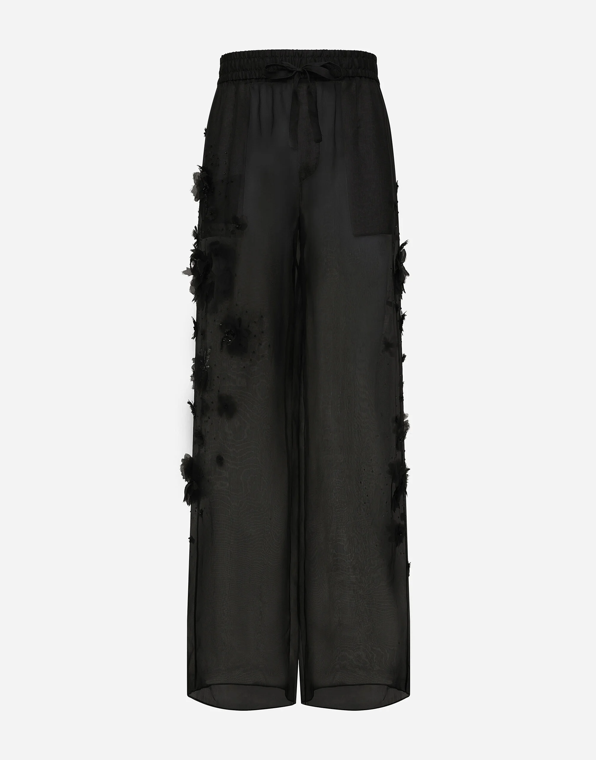 Silk organza jogging pants with embroidery - 1