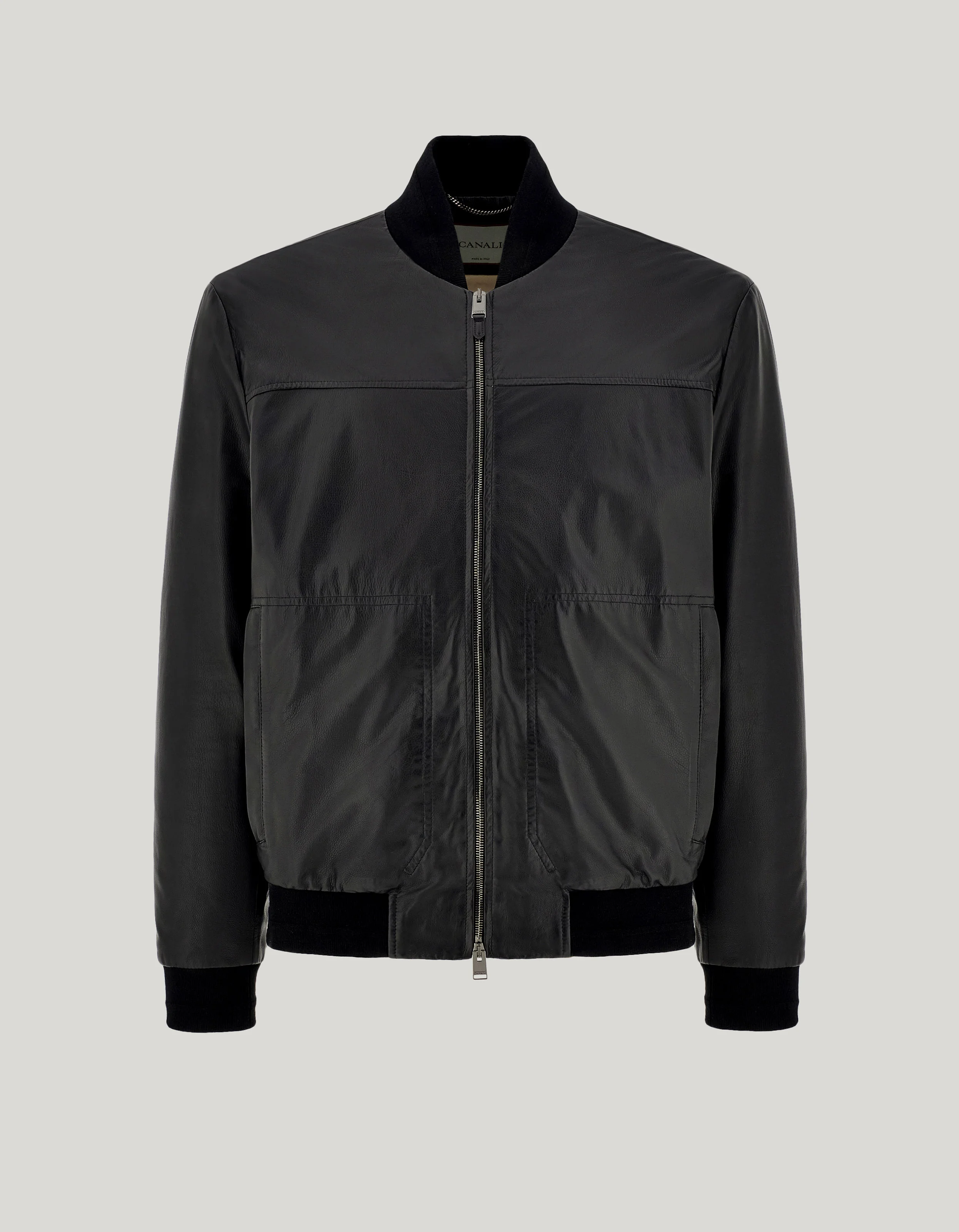 BLACK NAPPA LEATHER BOMBER JACKET - 1