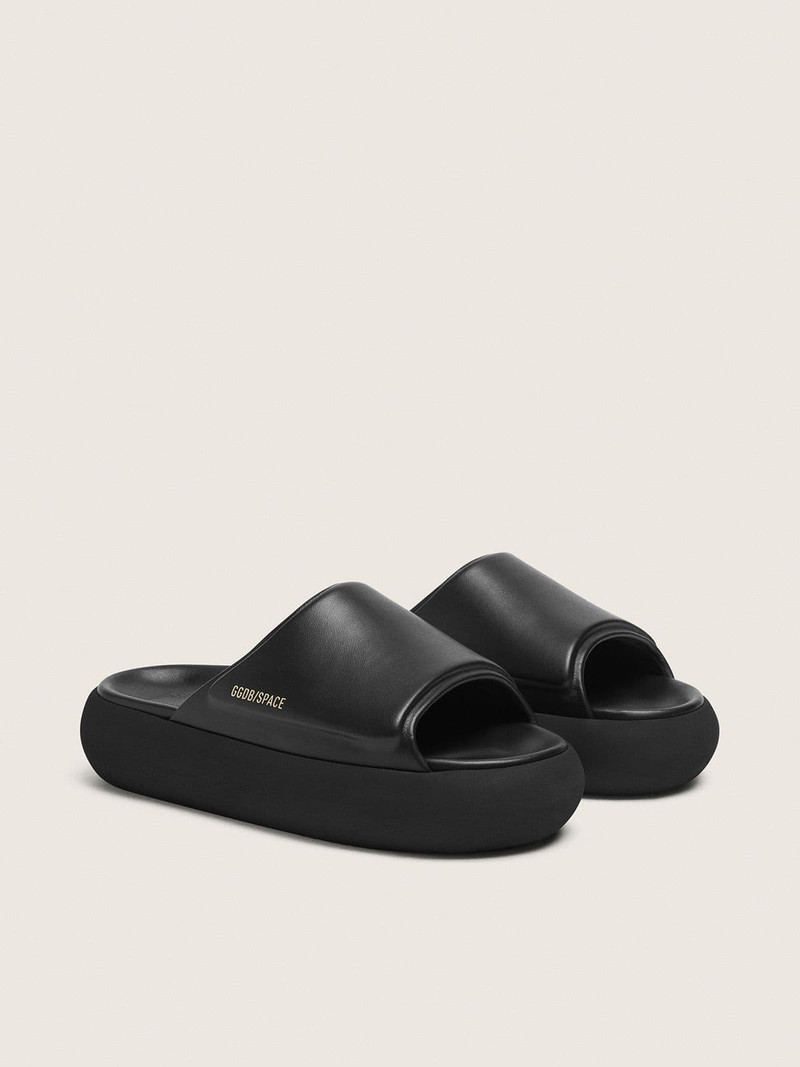 Golden Goose Men's Space-Star Slide slip-ons in black leather outlook