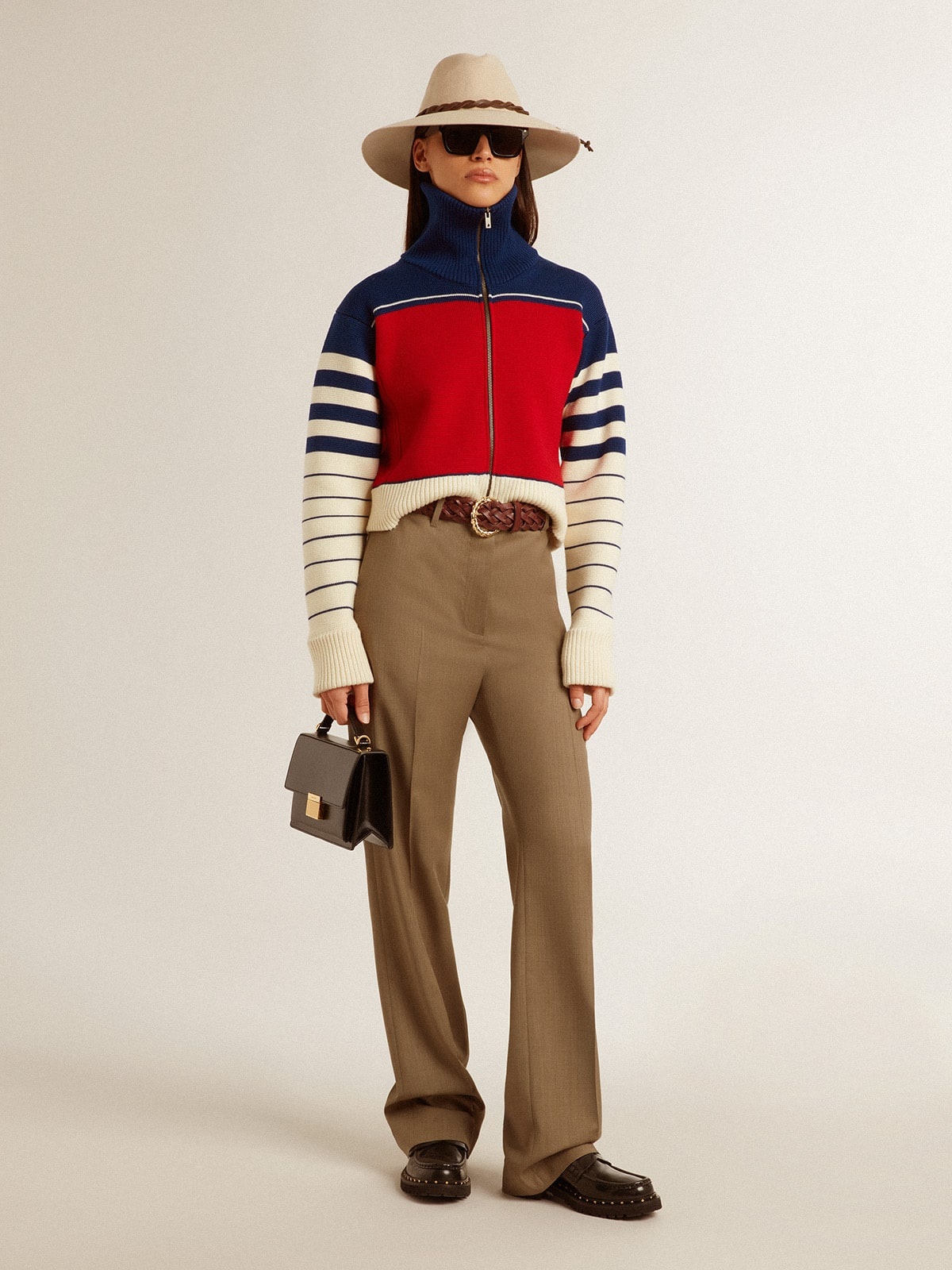 Women’s multicolor striped wool cropped sweatshirt - 4