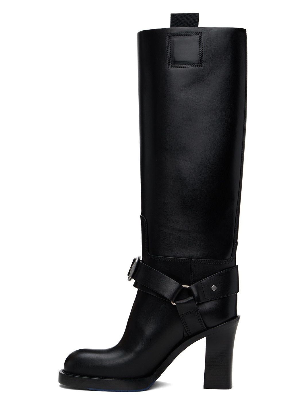 Black Leather Stirrup High Boots - 3