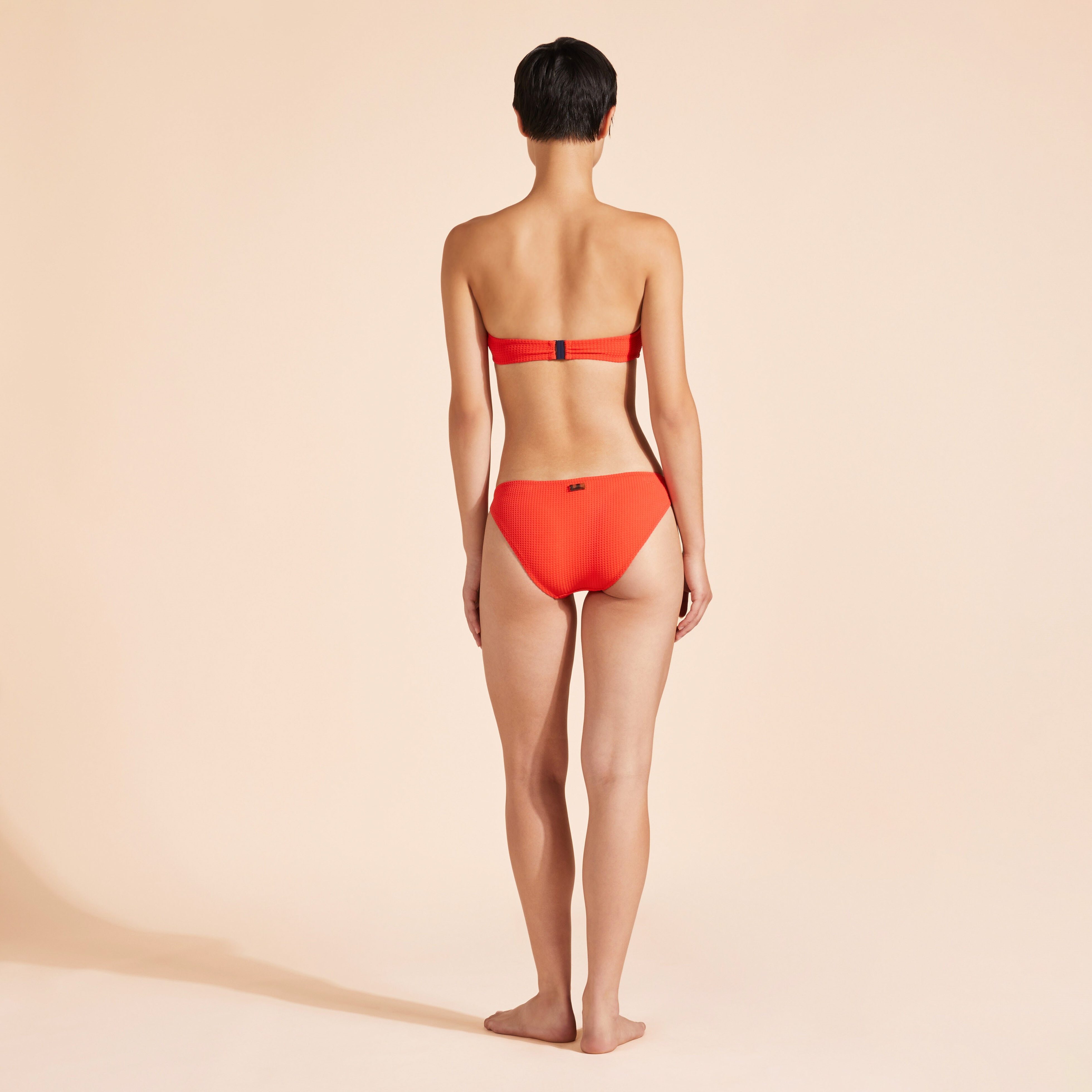 Women Ring Bandeau Bikini Top Jacquard Vichy - 3