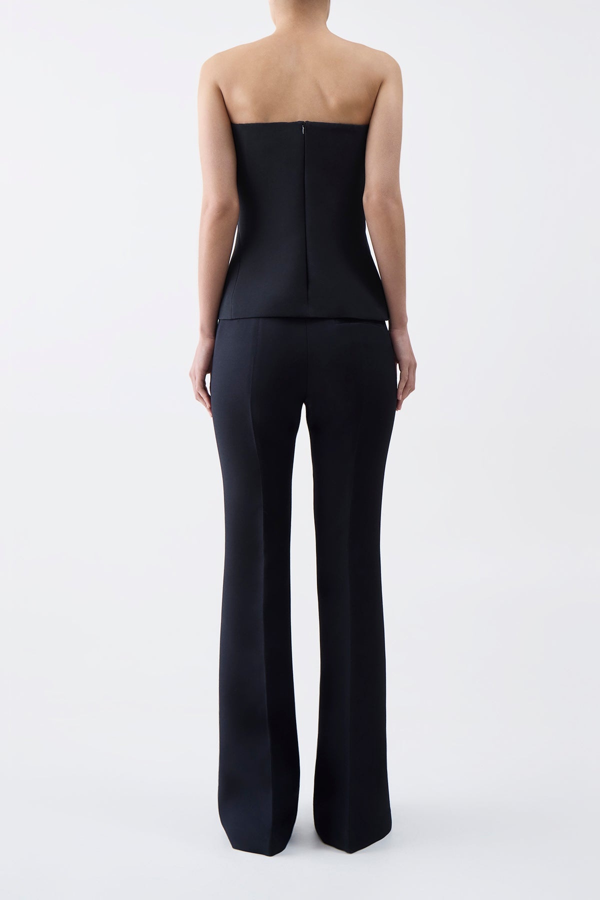 Una Top in Black Wool Silk Cady - 4