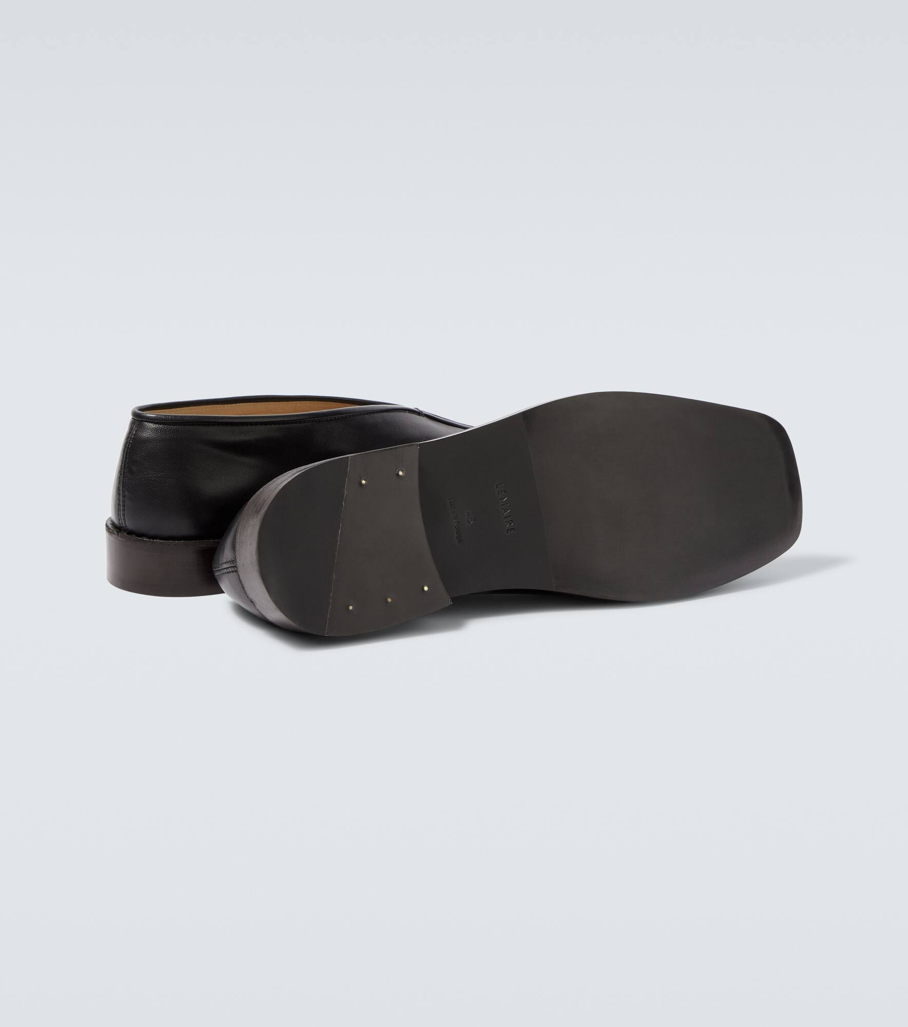 Piped leather loafers - 7