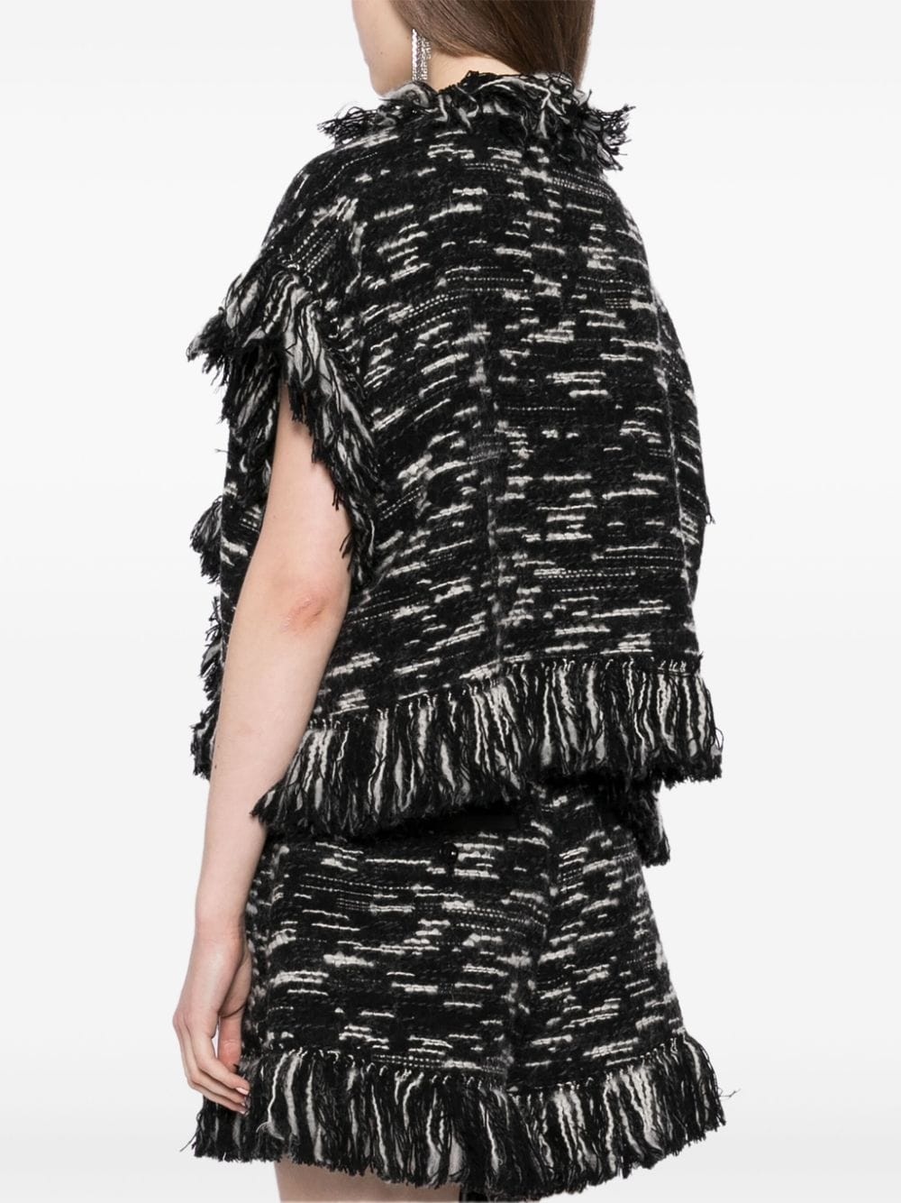 fringed-edge knitted jacket - 4