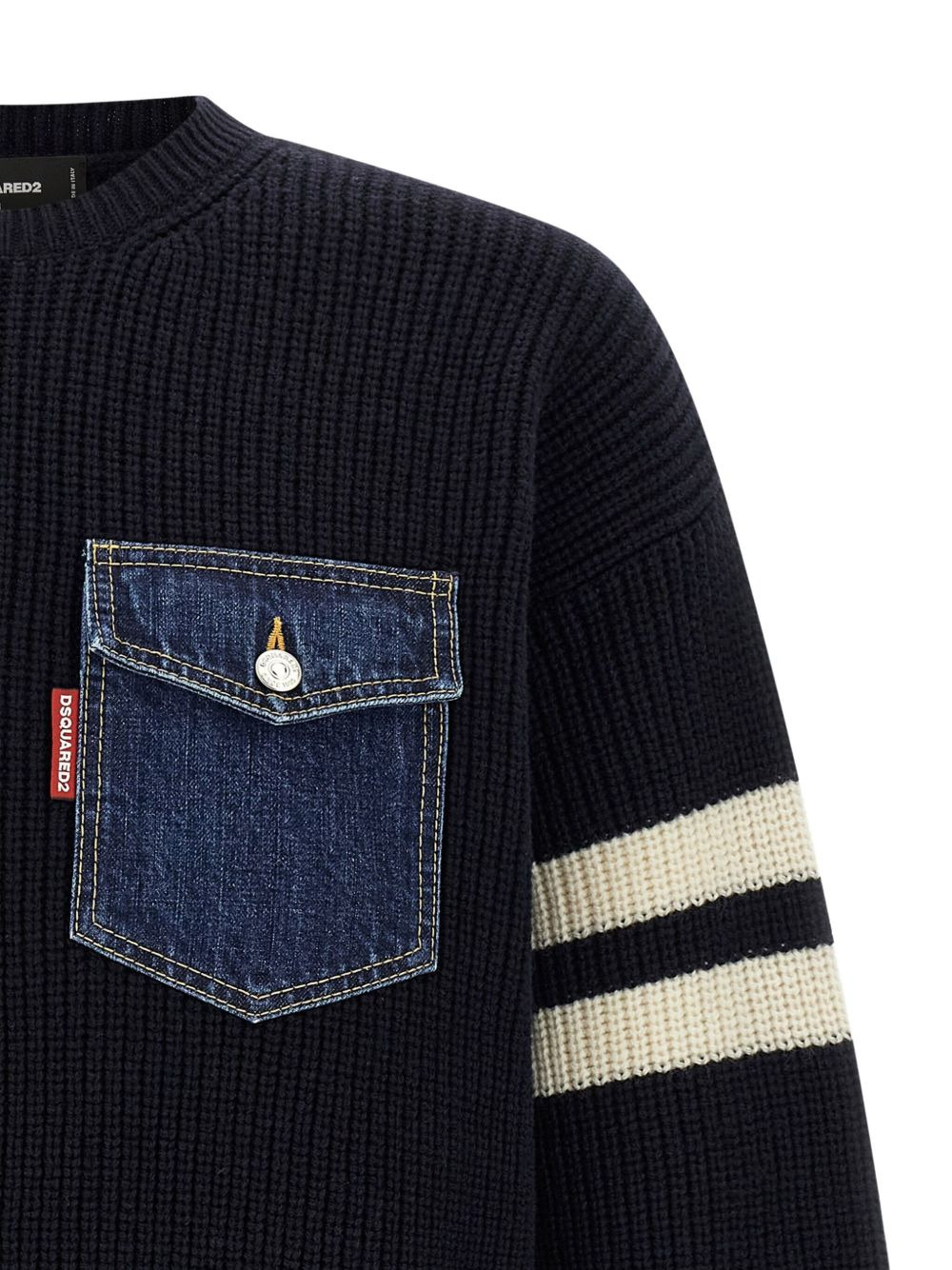 denim-pocket ribbed sweater - 3