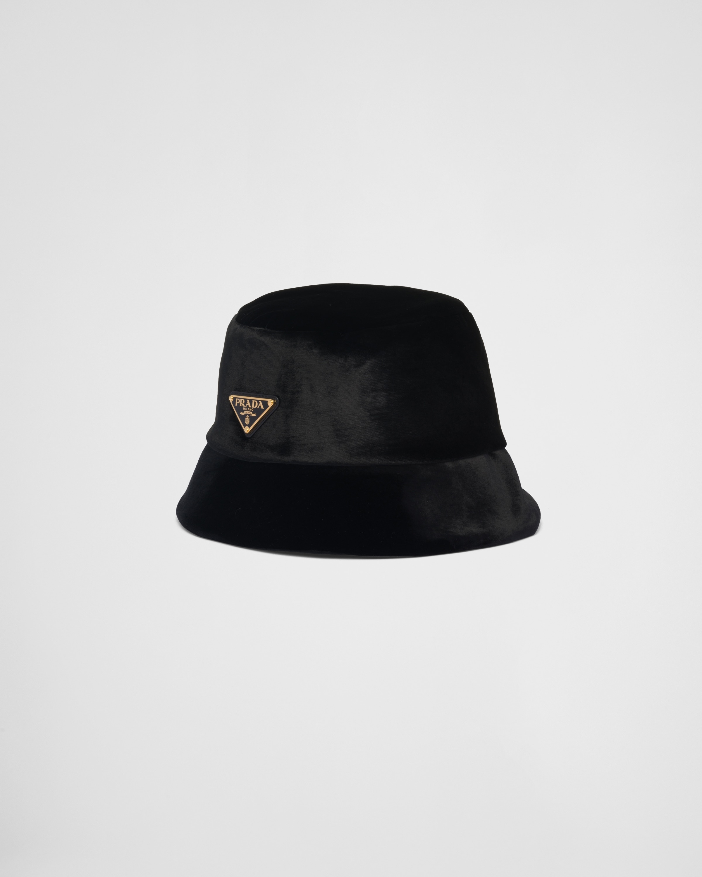 Prada triangle-logo leather bucket hat - Black