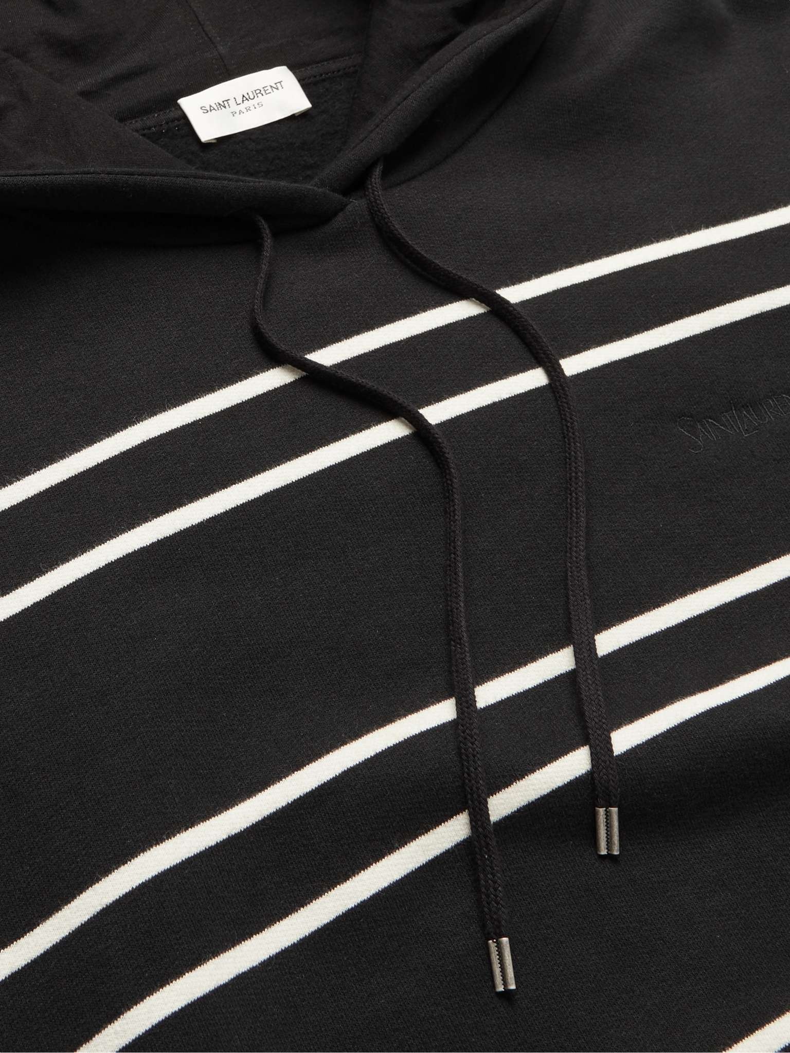 Slim-Fit Logo-Embroidered Striped Cotton-Jersey Hoodie - 5