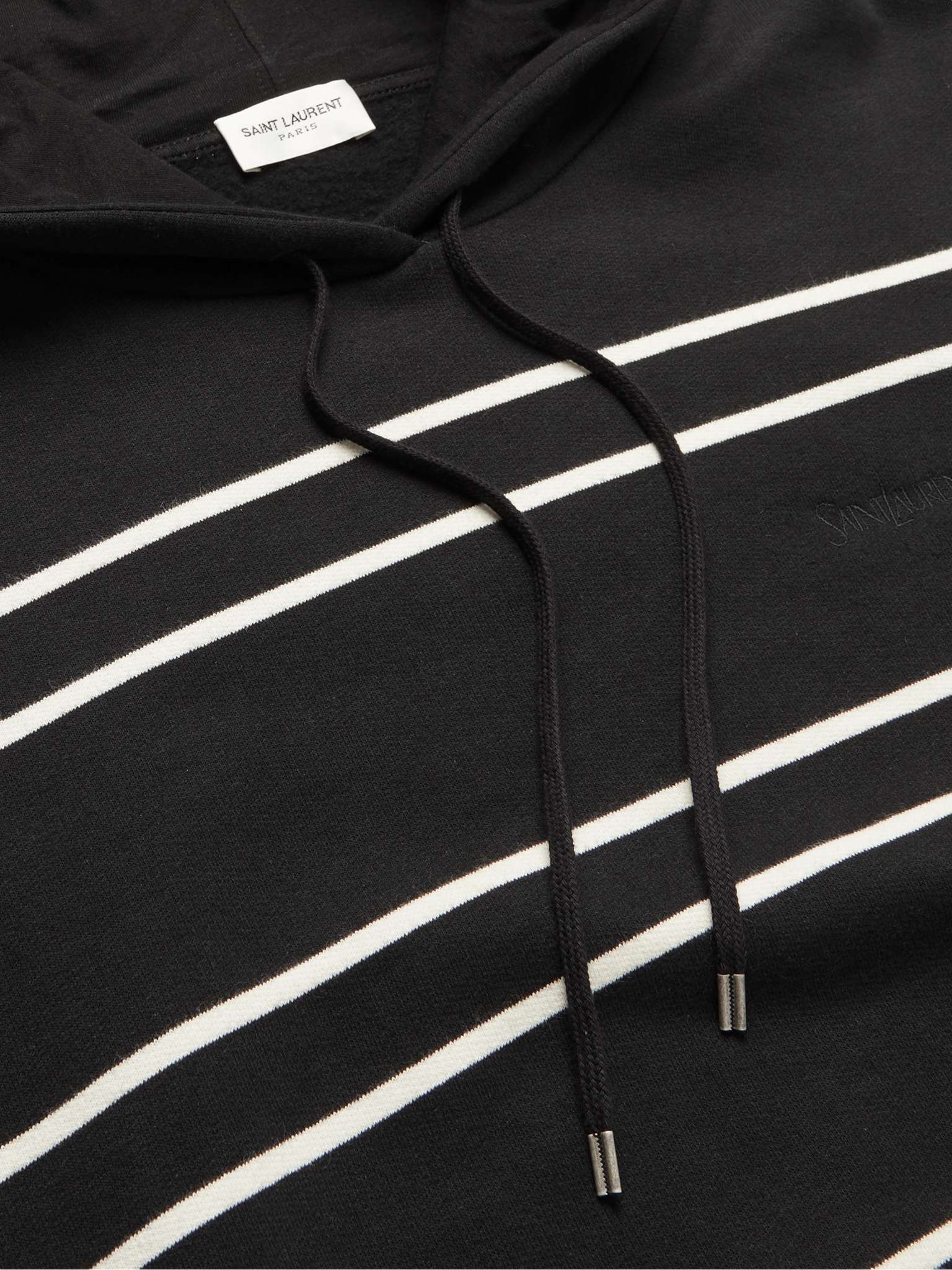 SAINT LAURENT Slim-Fit Logo-Embroidered Striped Cotton