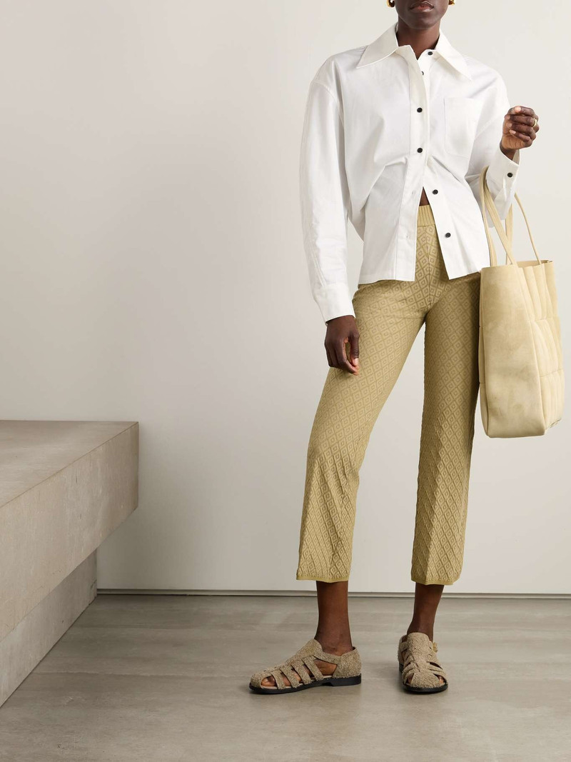 HIGH SPORT Kick It cropped cotton-blend jacquard flared pants outlook