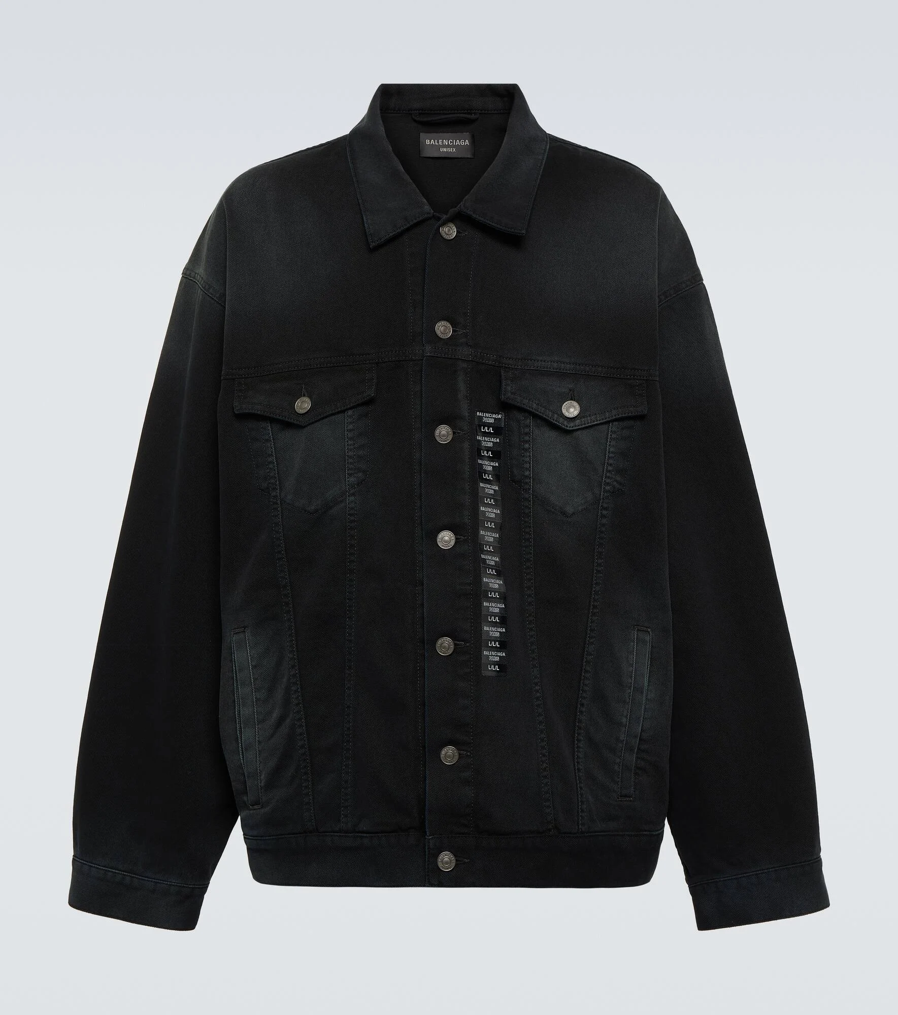 Size Sticker oversized denim jacket - 1
