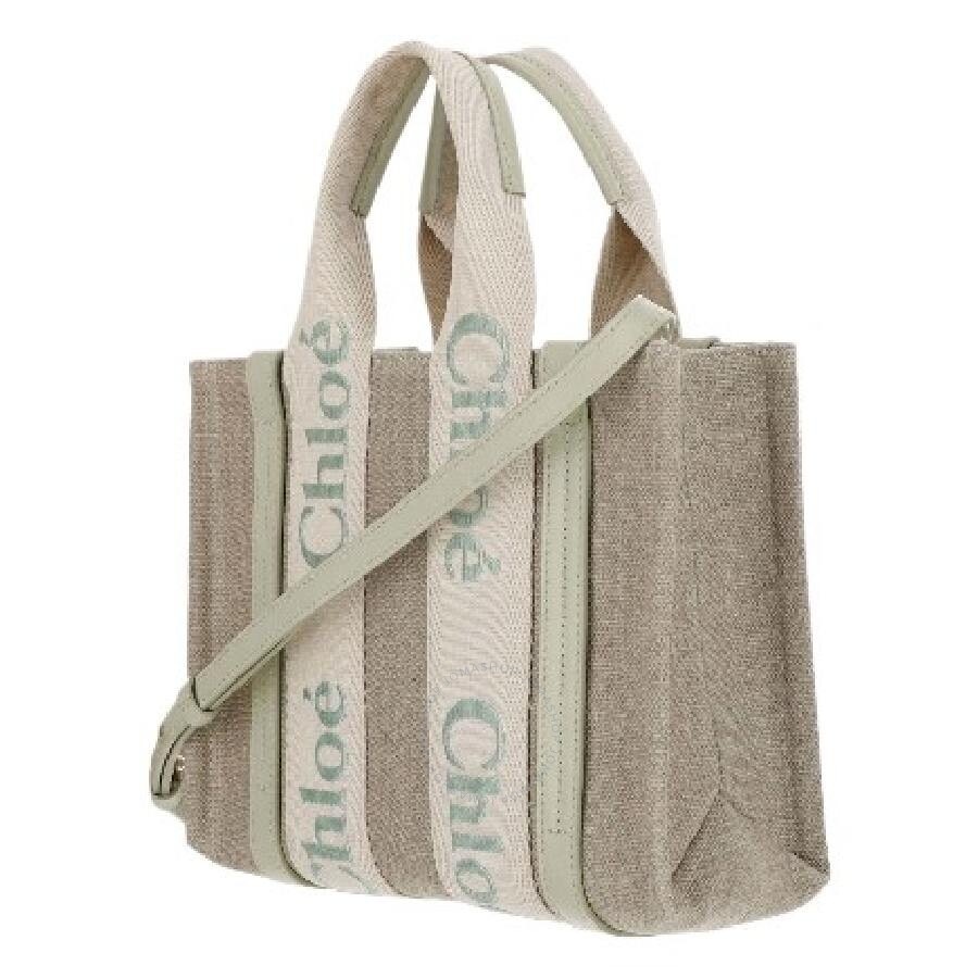 Chloe Small Woody Logo Linen Tote Bag - 3