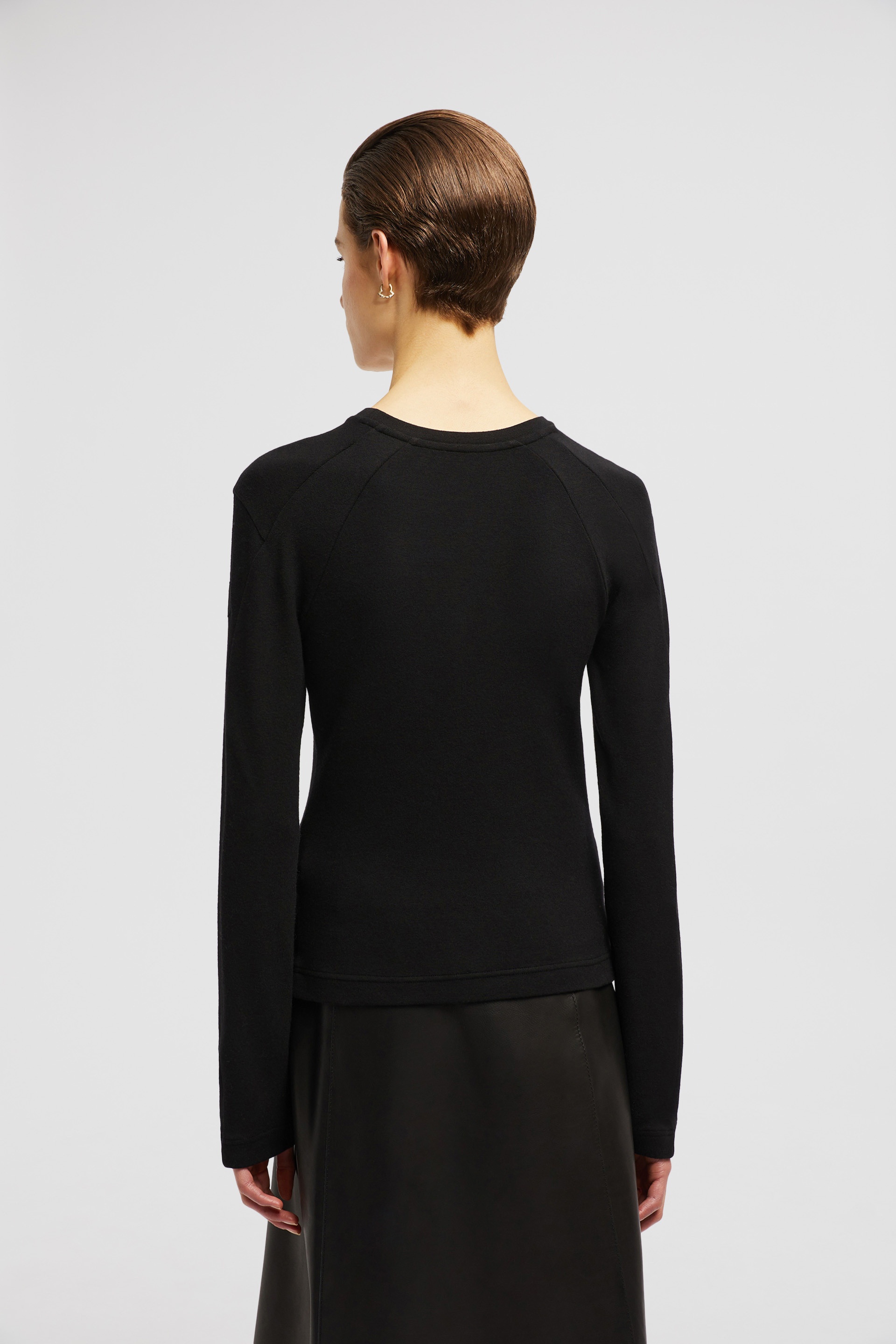 Embroidered Long Sleeve Wool T-Shirt - 5
