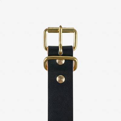 Iron Heart OGL-BELT-ROLL-BLK OGL Single Prong Brass Roller Buckle Leather Belt - Hand Dyed Black outlook
