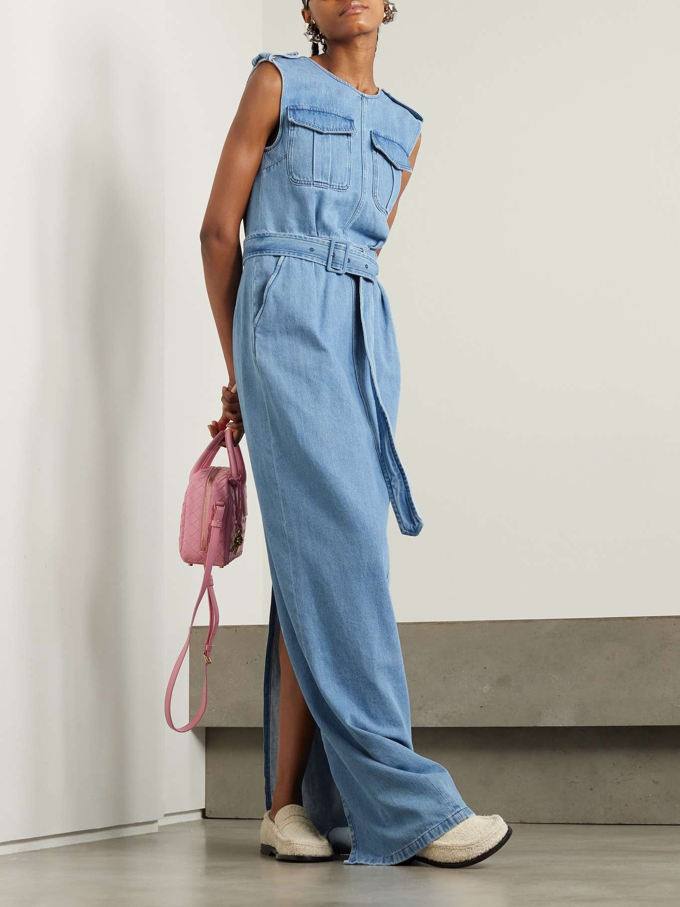 Belted denim maxi dress - 2