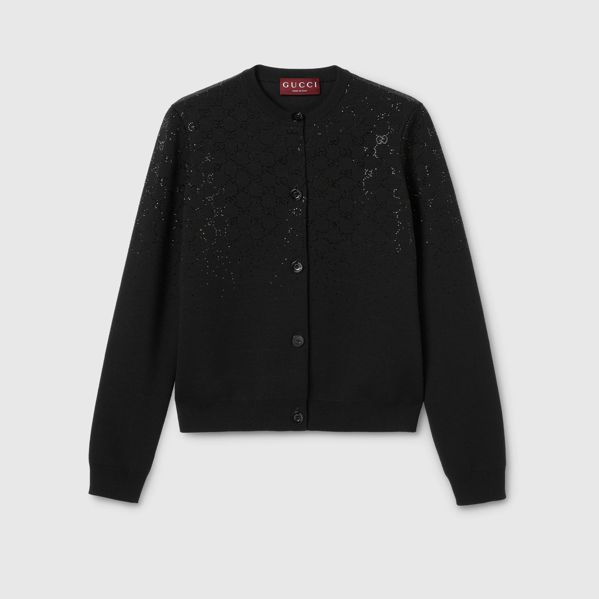 Fine wool cardigan with GG crystals - 1