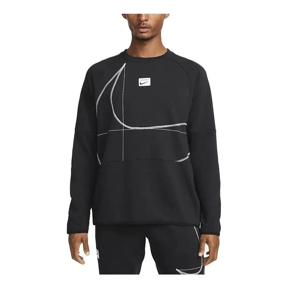 Nike French Terry Cotton Blend Crewneck Sweatshirt 'Black' DQ6622-355 - 1