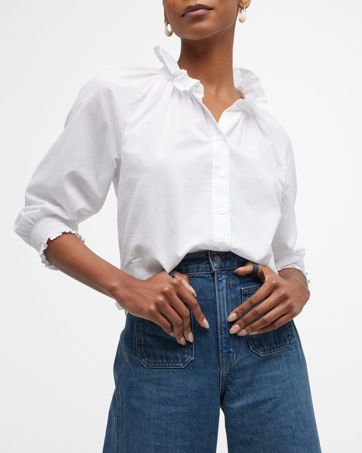 Calisto Classic Ruffle Collared Shirt - 6