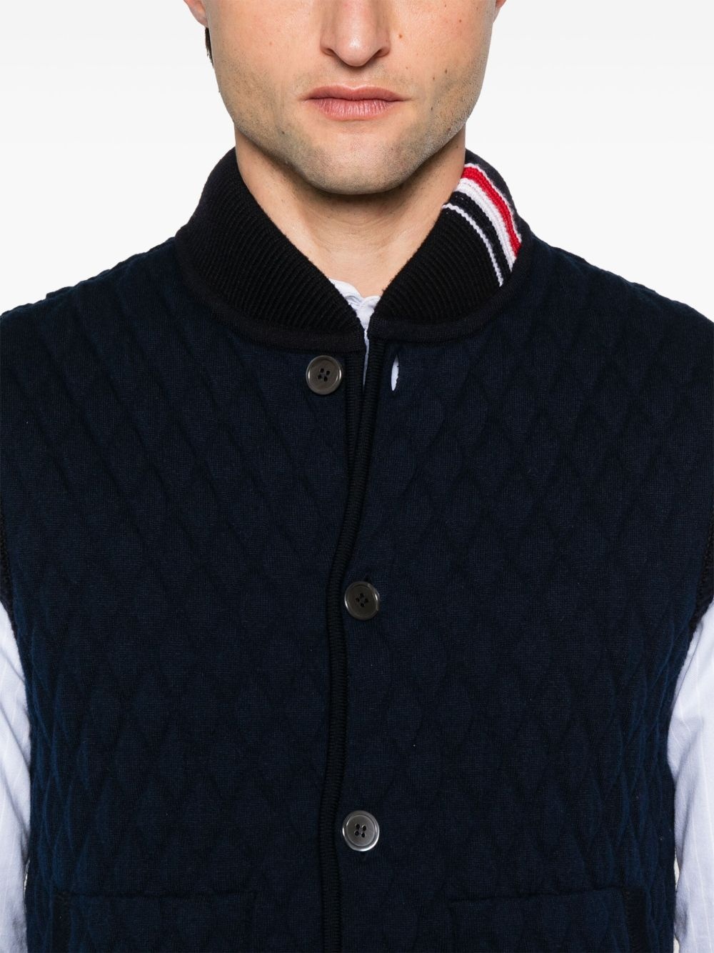 RWB stripe-detail quilted vest - 5