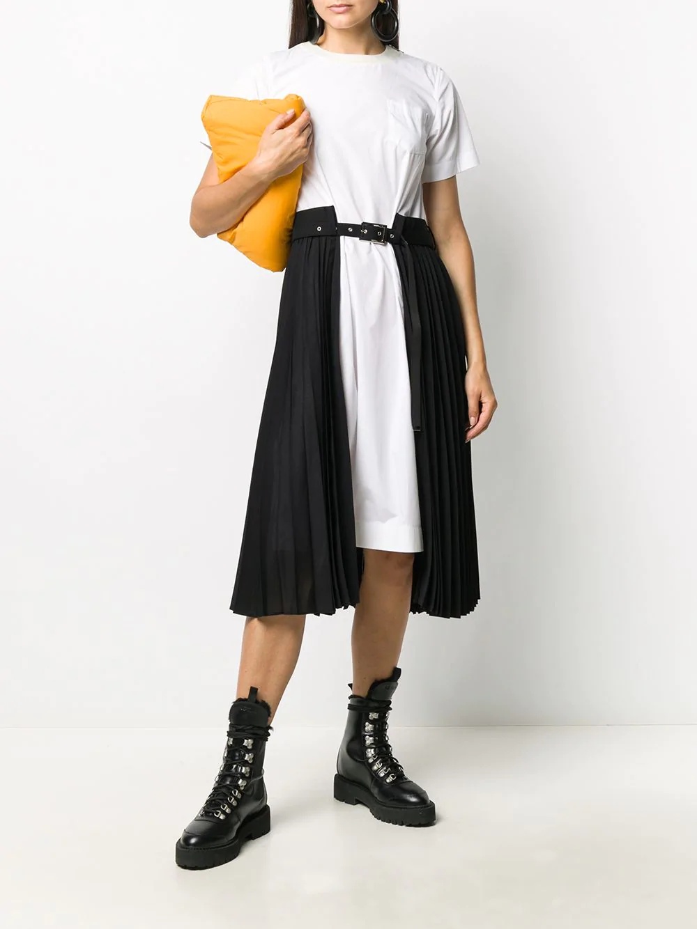 pleated skirt layer T-shirt dress - 2