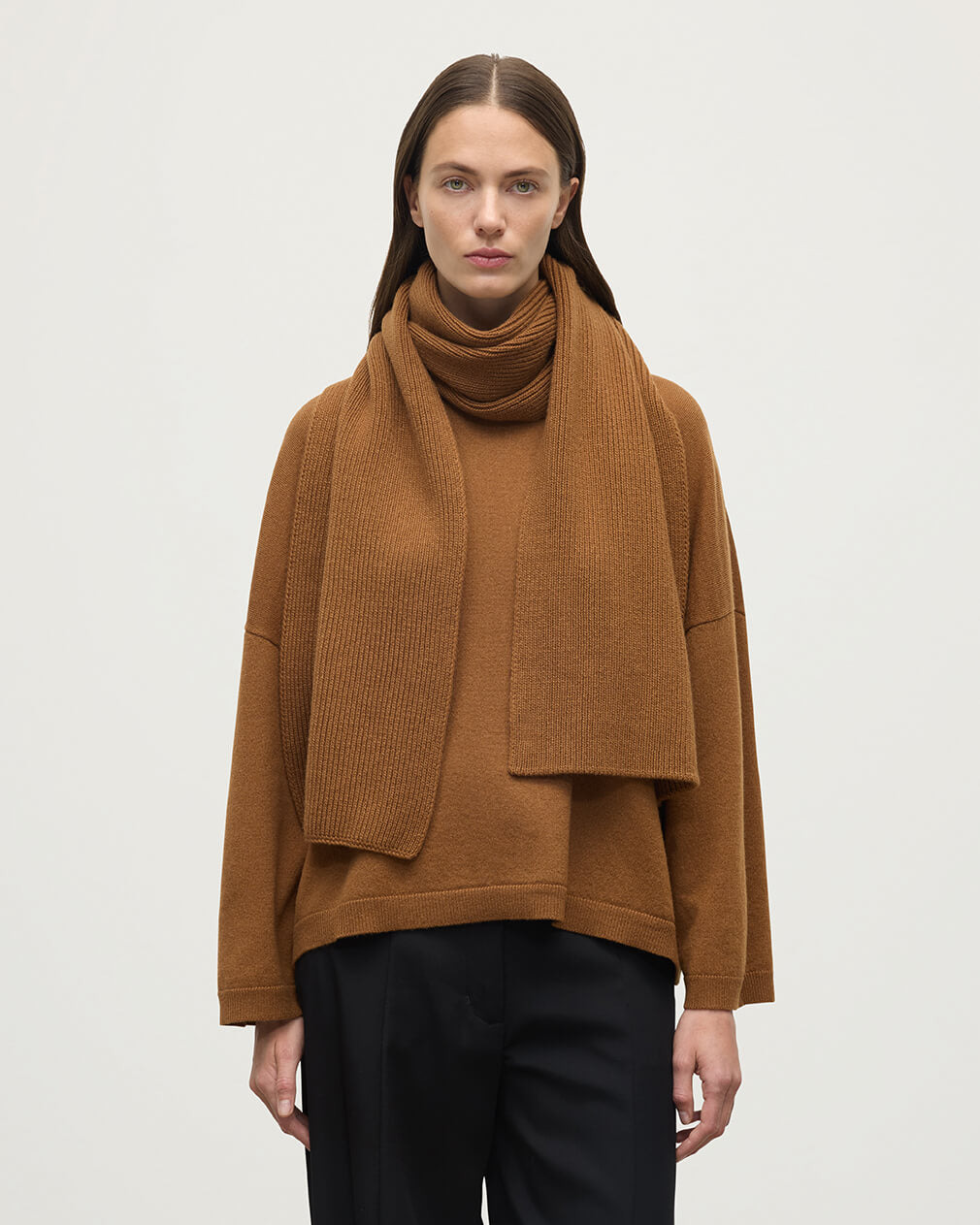 Ribbed Camel Cashmere Scarf - 3