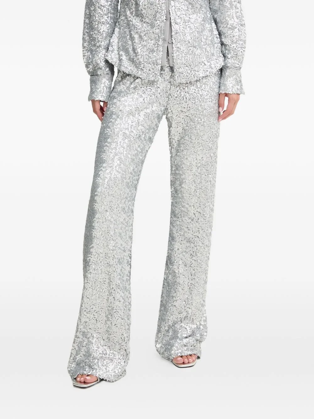 sequin-embellished trousers - 1