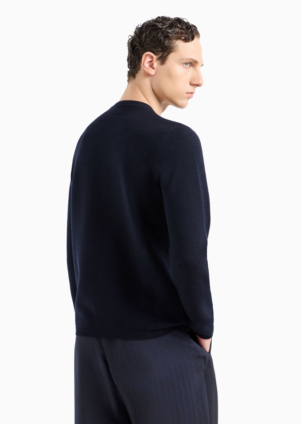 Virgin-wool blend crew-neck jumper with jacquard logo - 3