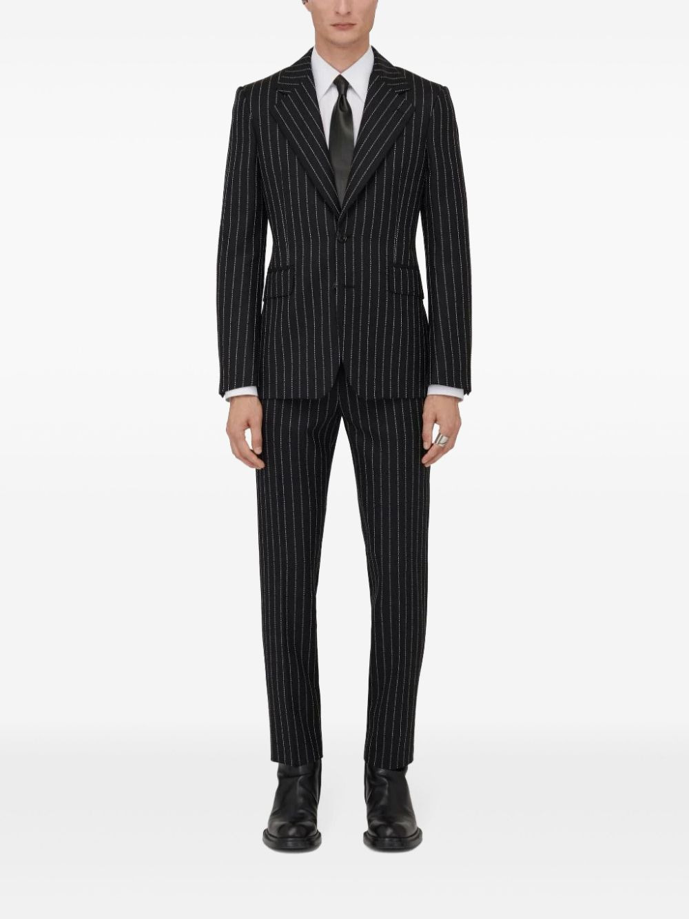 letter-pinstripe pattern blazer - 2