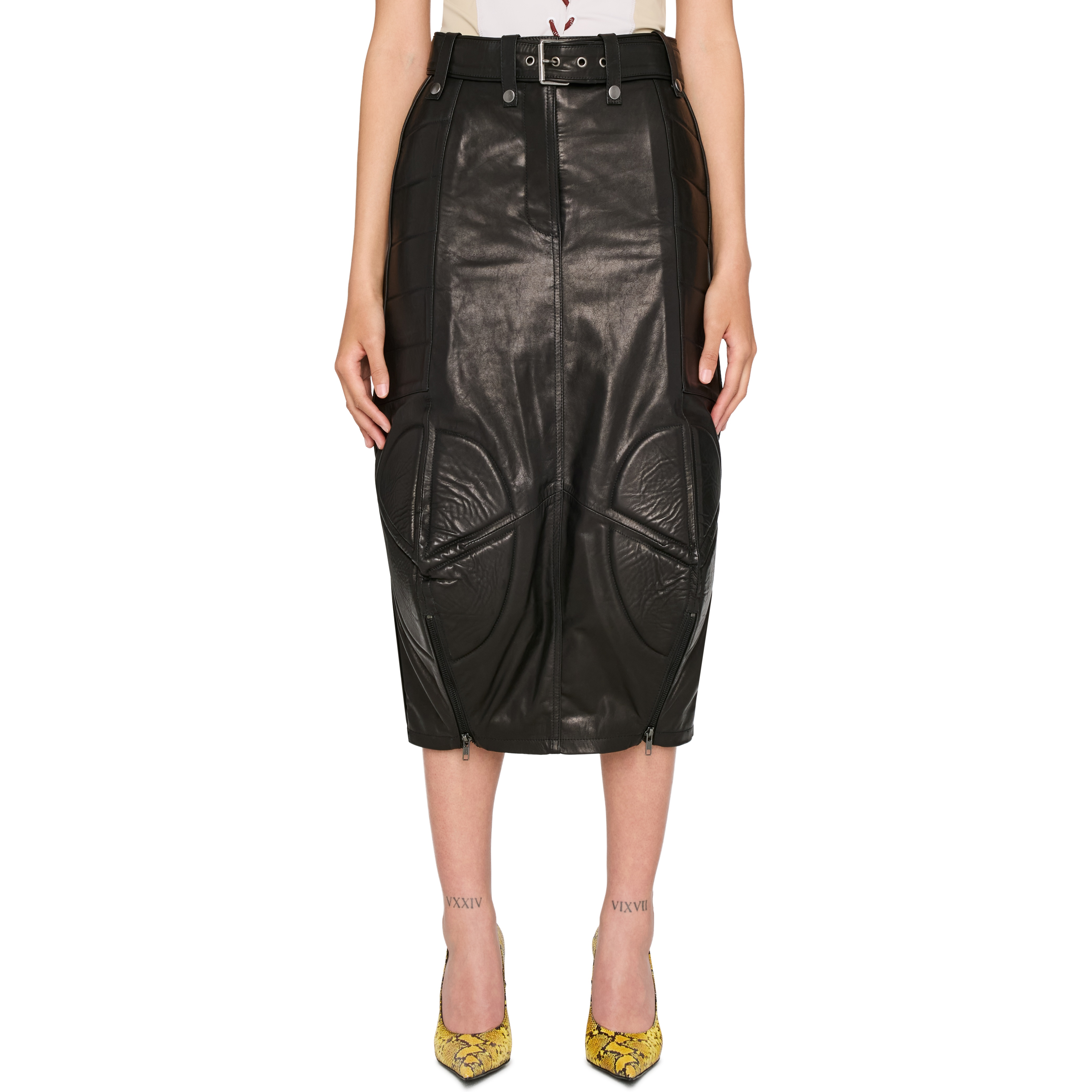 Leather Biker Midi Skirt - 1