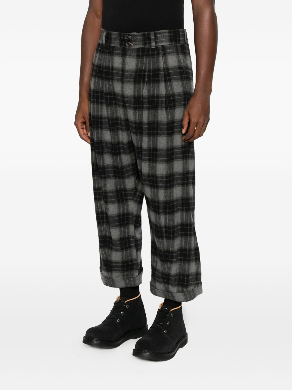 plaid-pattern trousers - 3