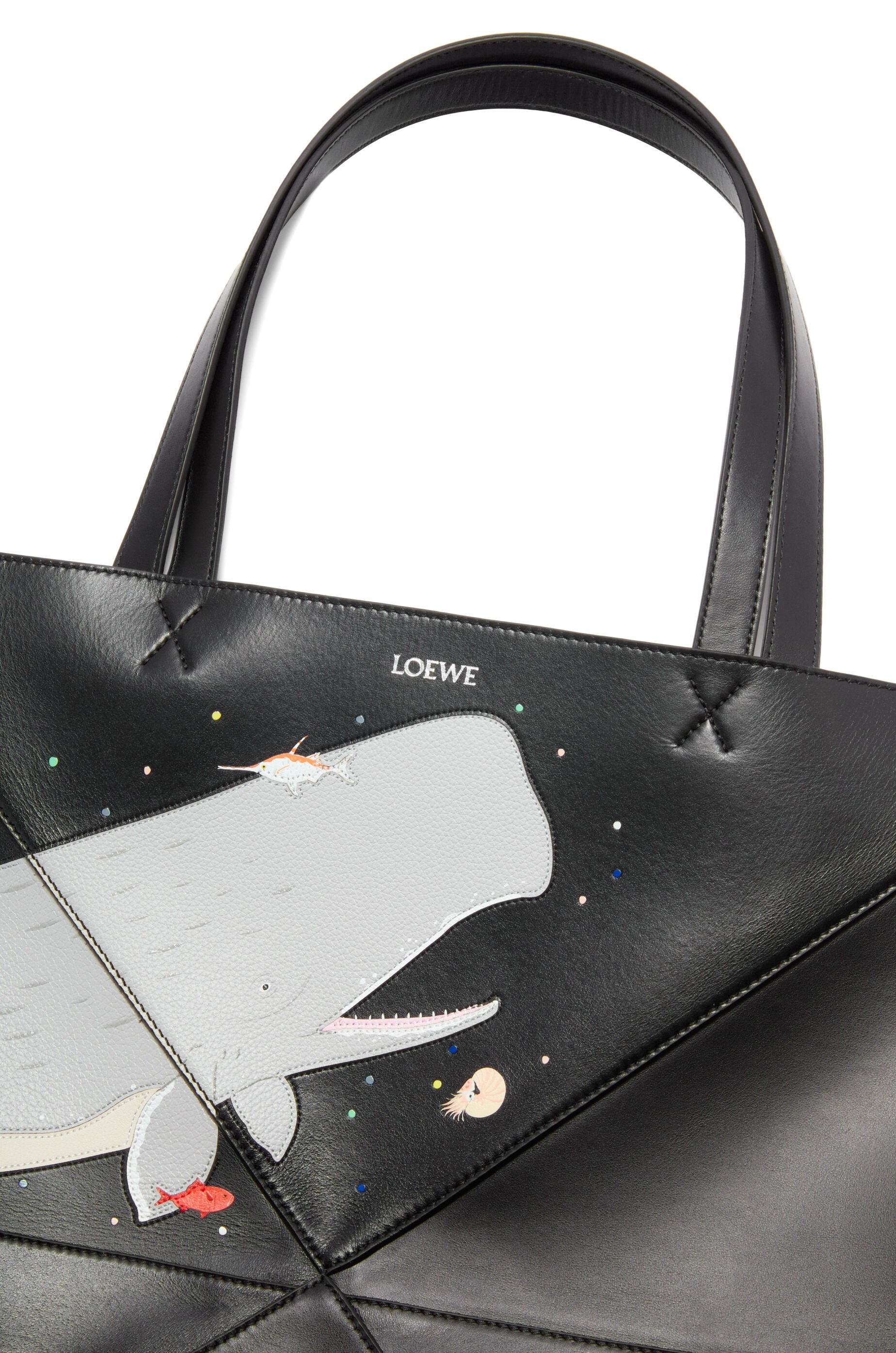 Whale large Puzzle Fold tote in shiny calfskin - 8