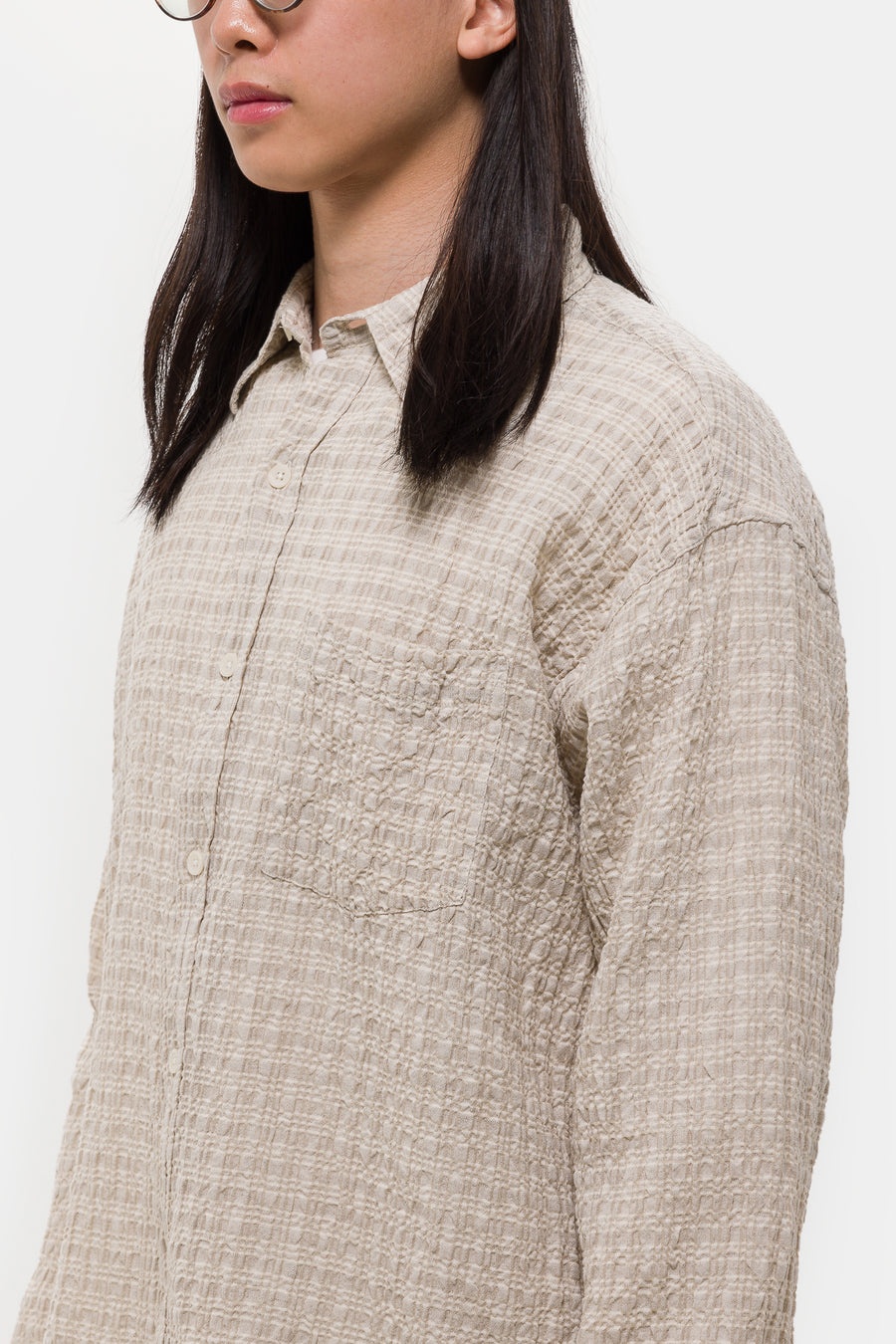 Executive Shirt in Beige Structure Check - 4
