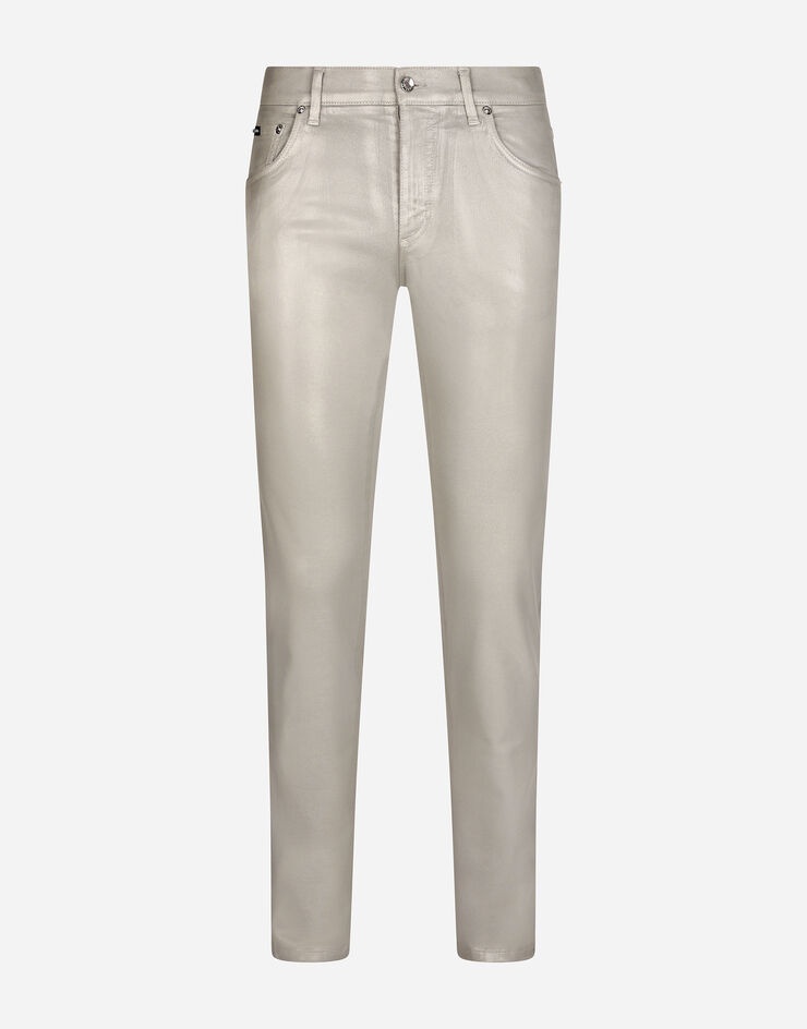 Slim-fit coated gray stretch jeans - 3