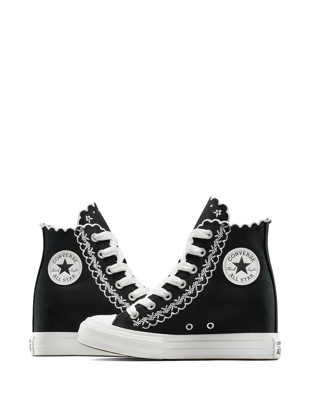 embroidered scalloped-edge sneakers - 3