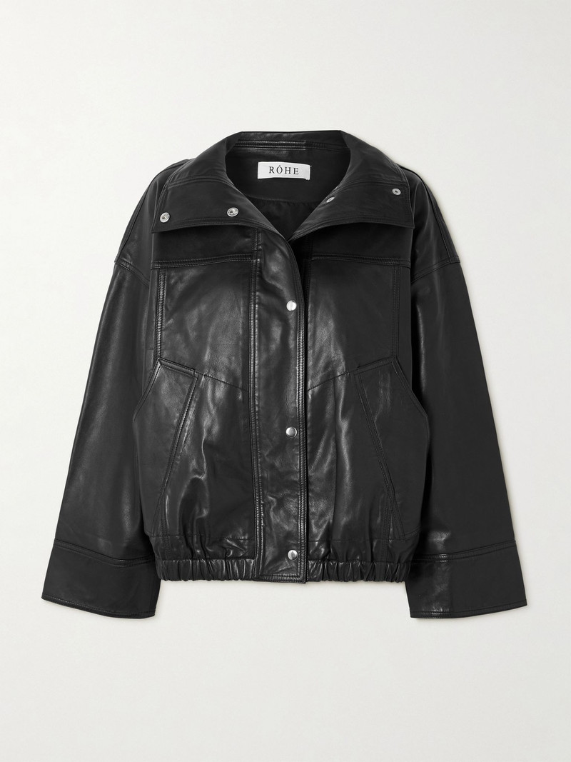 Leather bomber jacket Black - 1