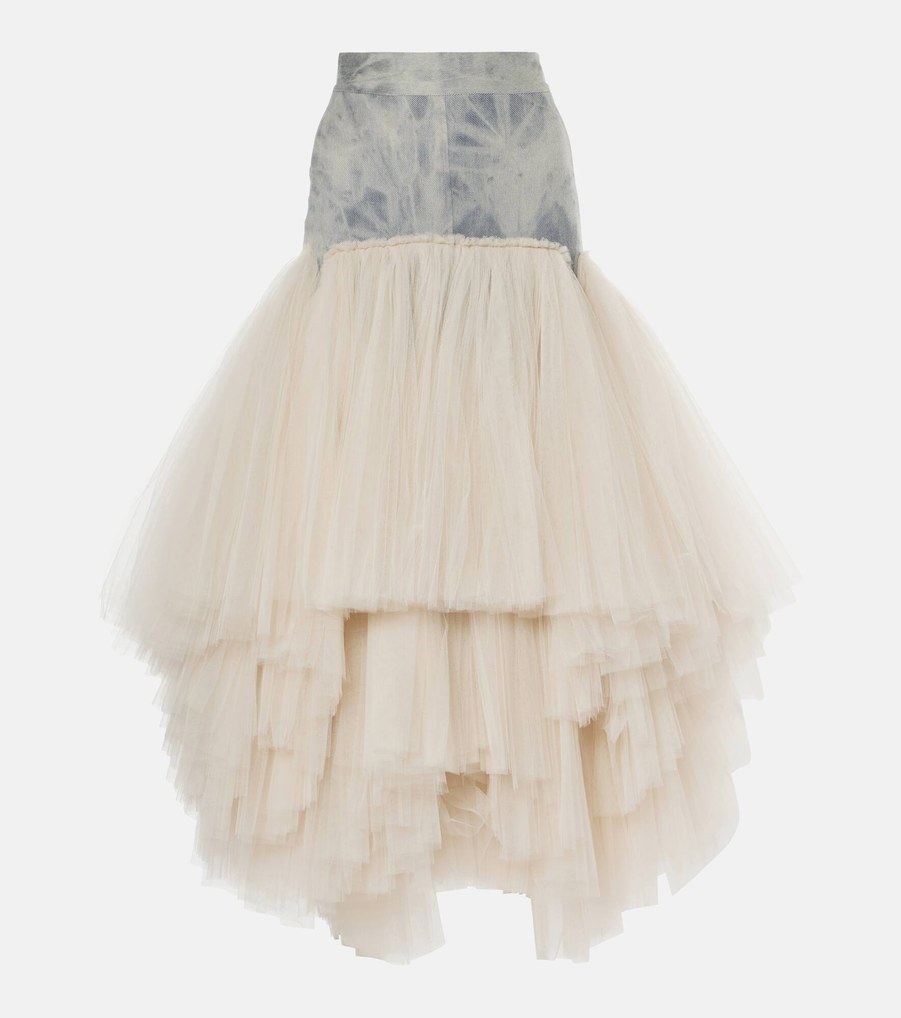 Graceful denim and tulle maxi skirt - 1