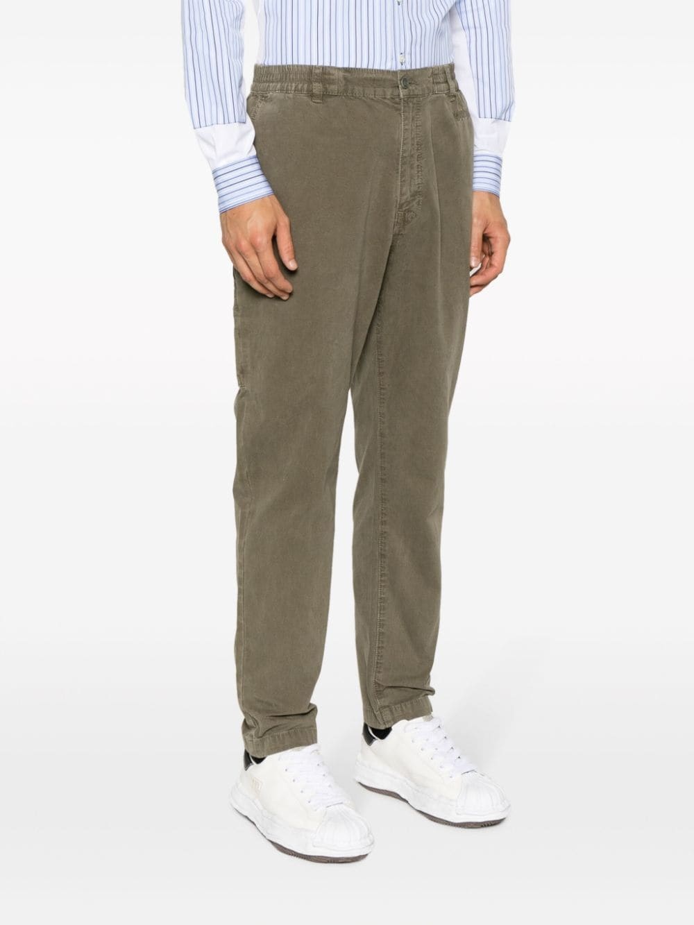 logo-embroidered cotton straight-leg trousers - 3
