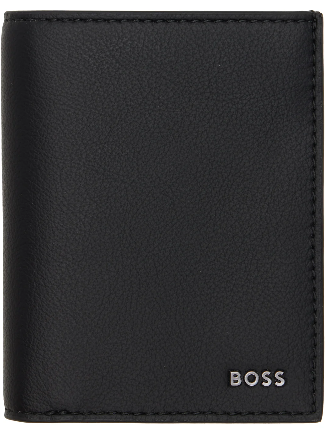 Black Faux-Leather Logo Card Holder - 1