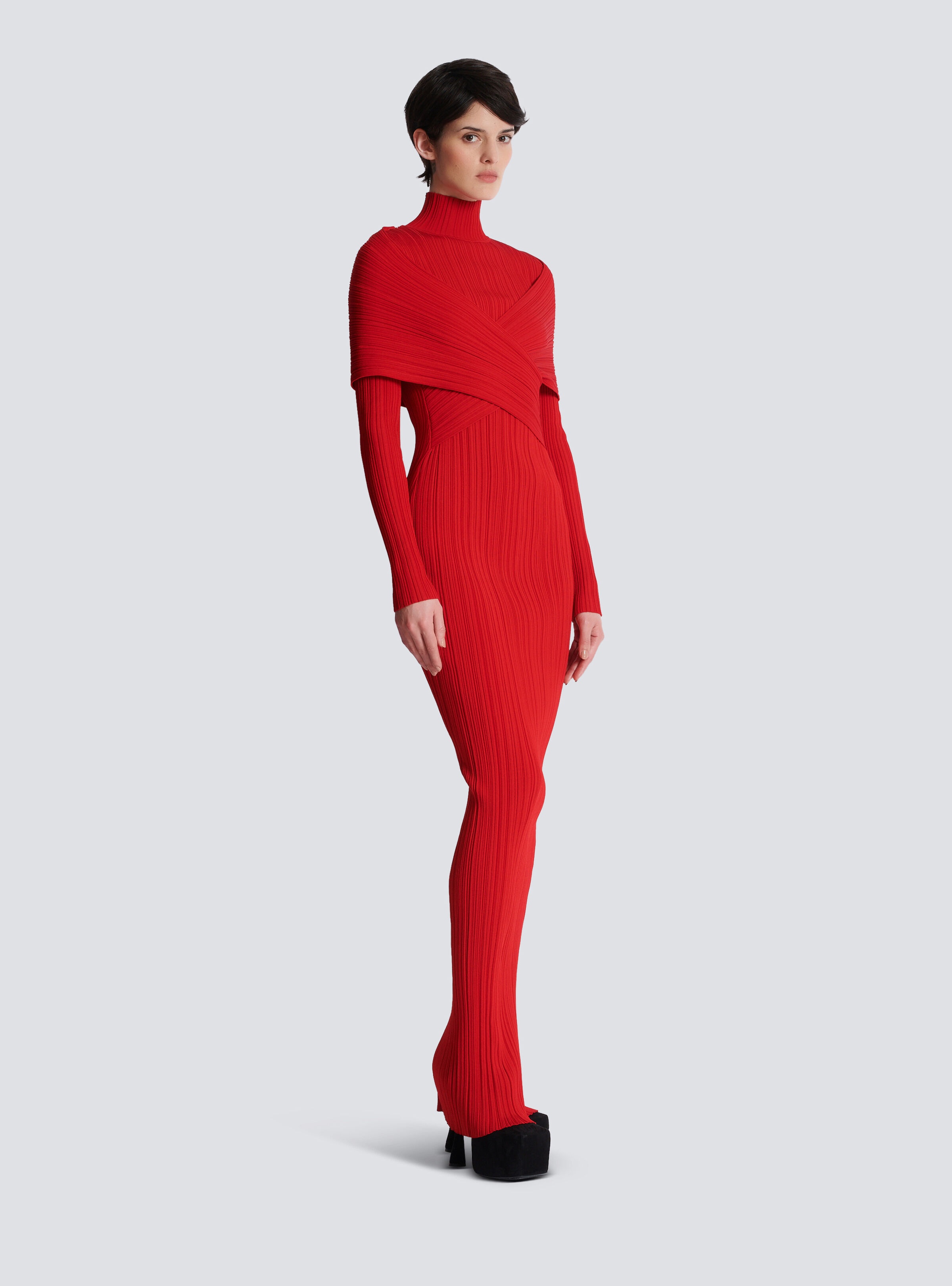 Long pleated knit dress - 3