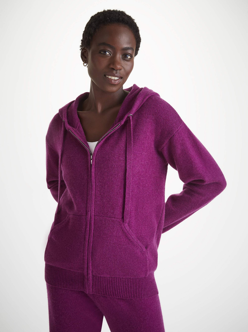Derek Rose Women's Hoodie Daphne Cashmere Purple outlook