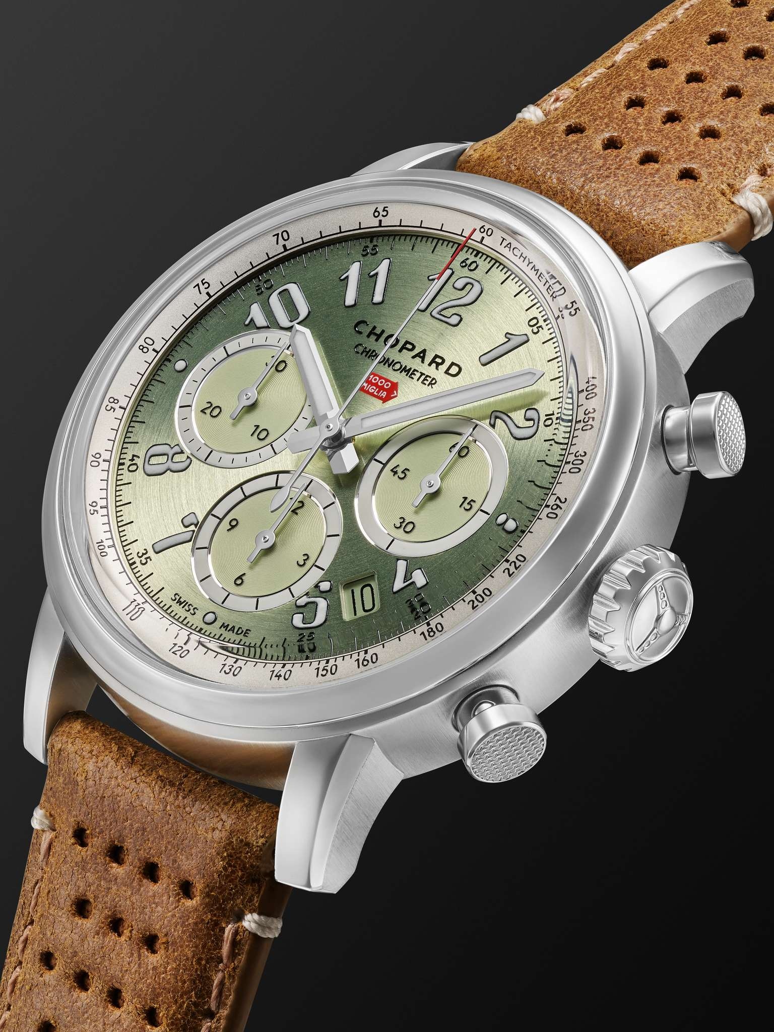 Mille Miglia Classic Automatic Chronograph 40.5mm Stainless Steel and Leather Watch, Ref. No. 168619 - 4