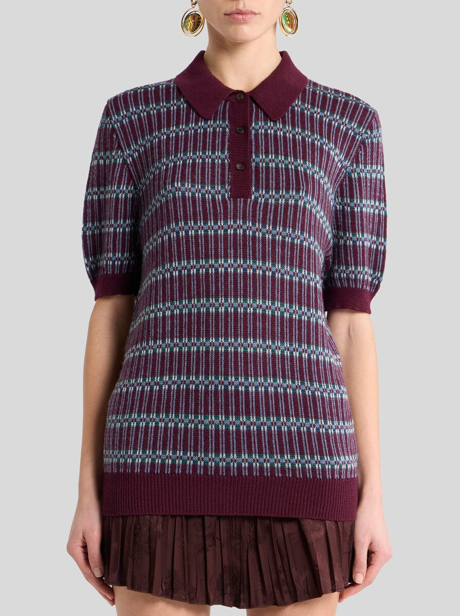WOOL-BLEND JACQUARD POLO SHIRT - 2