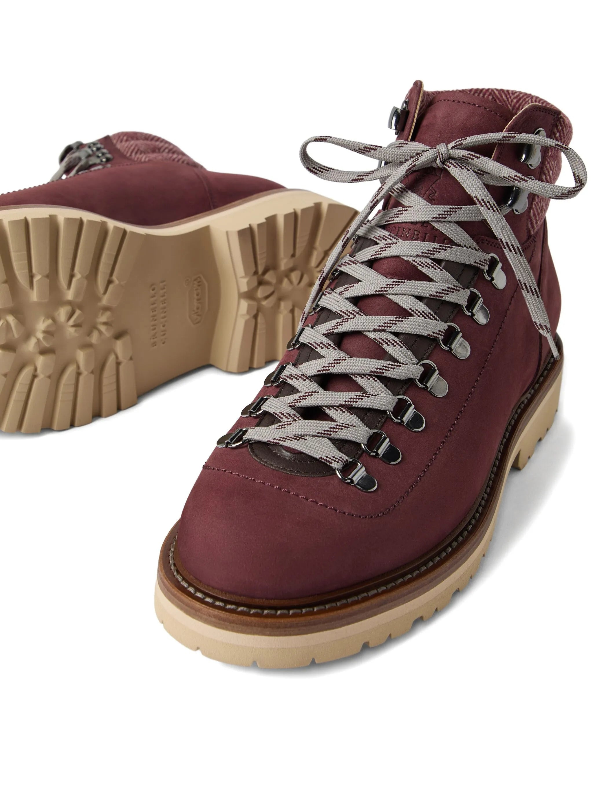 LACE-UP HERRINGBONE-DETAIL BOOTS - 4