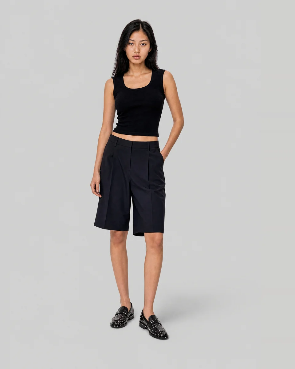 BLACK SLEEVELESS TOP MADE OF A COTTON BLEND - 1