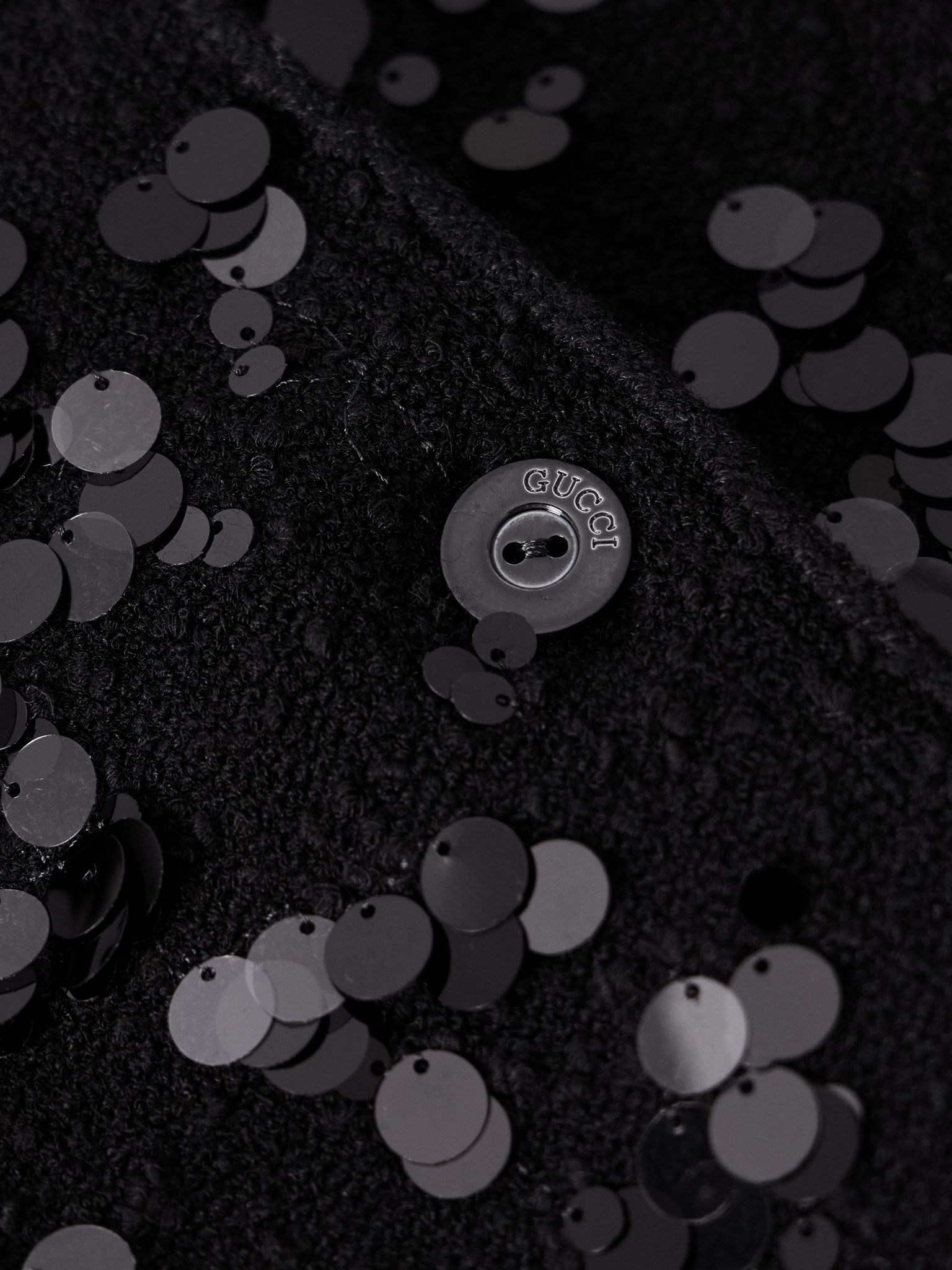 Sequin-embellished bouclé cardigan Black - 4
