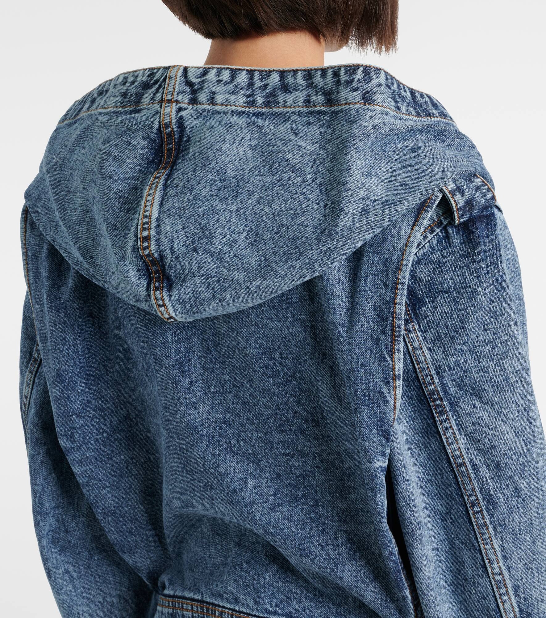 Belted hooded denim jacket - 6