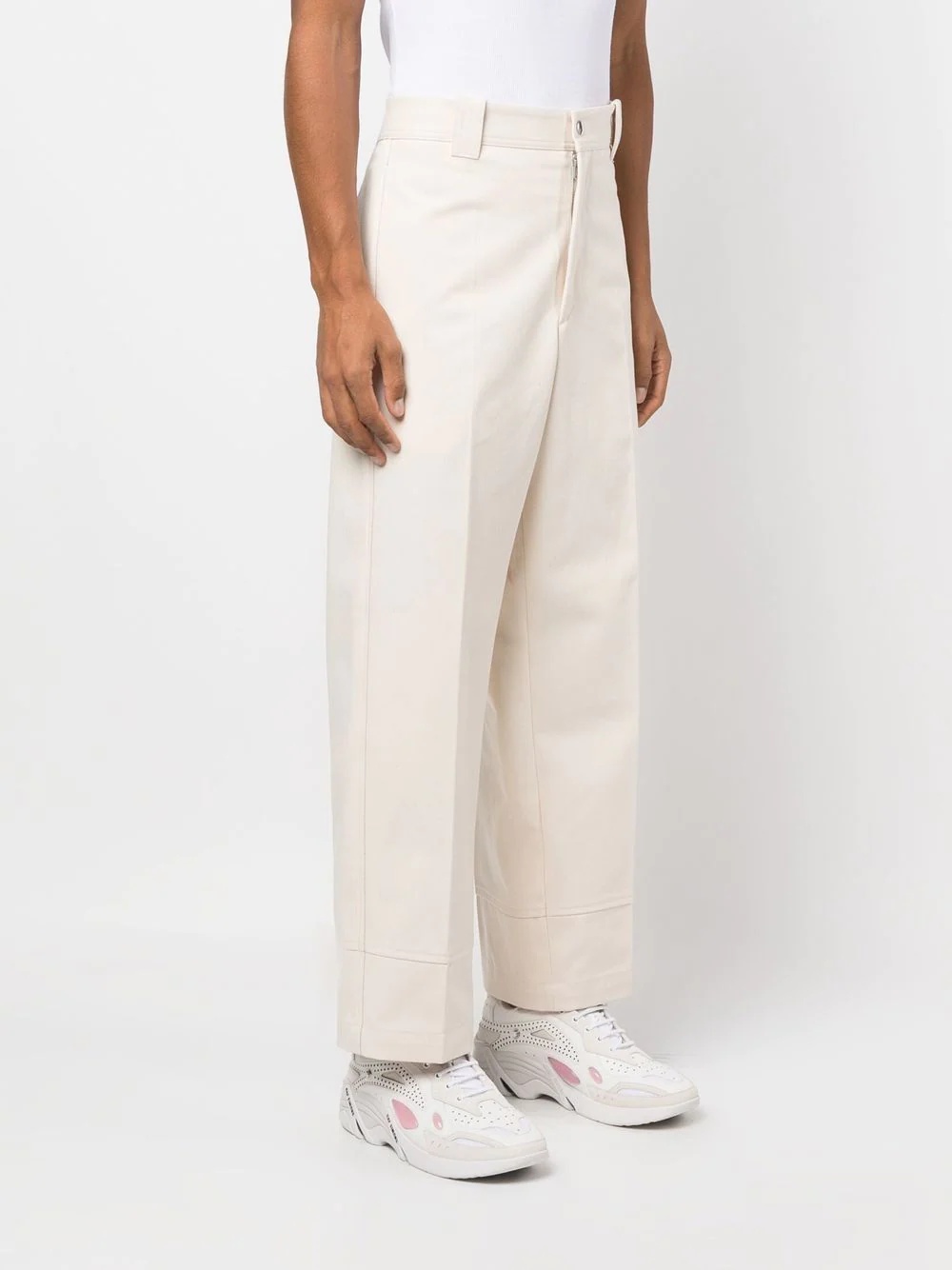 straight-leg cotton trousers - 3